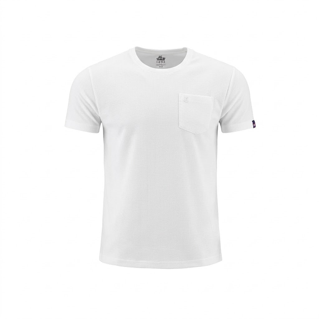 Camiseta 1492 Mangas Cortas Lisa con Bolsillo para Caballeros