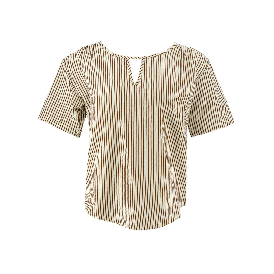 Blusa Sofia S Mangas Cortas Rayas para Damas – BROWN