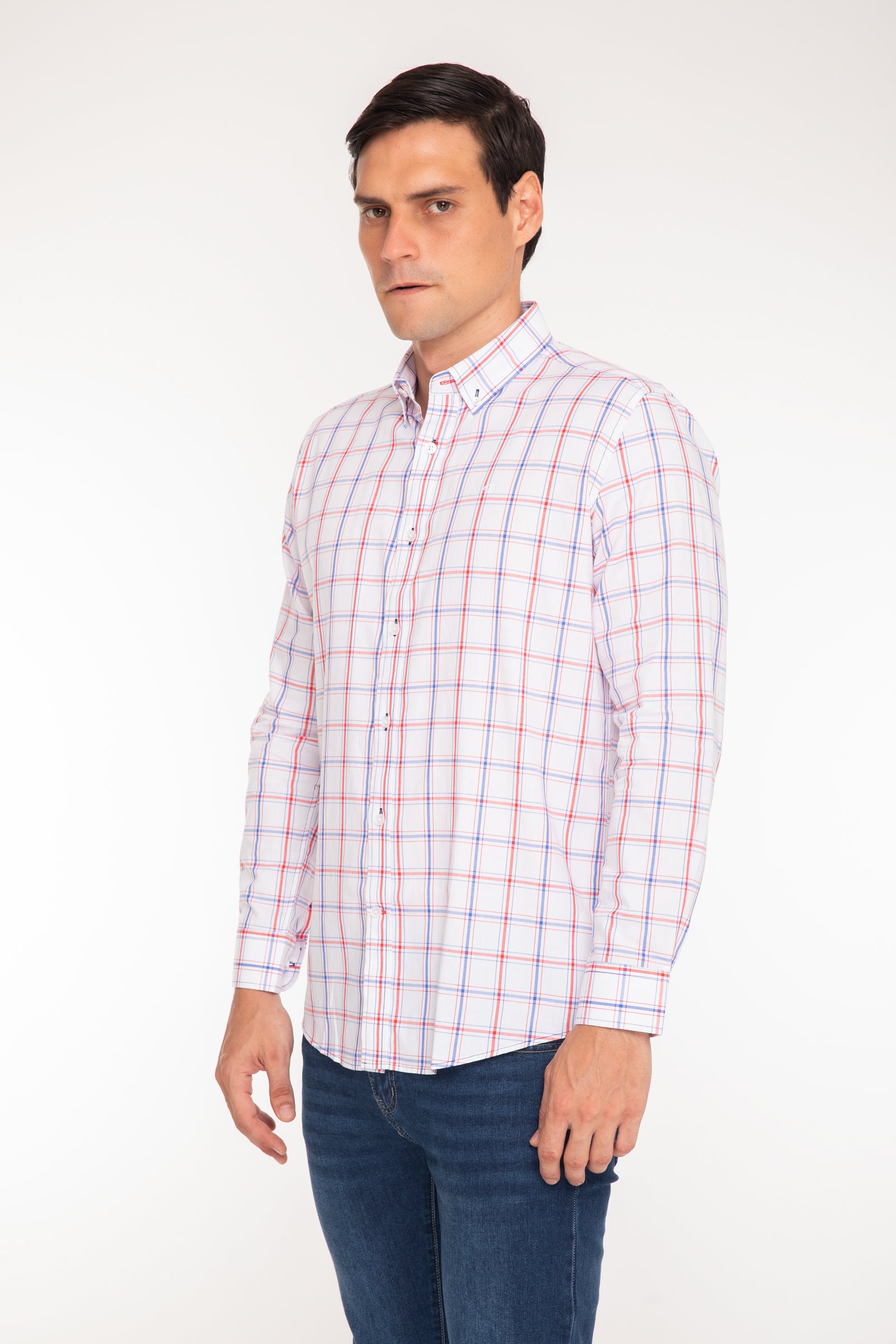 Camisa Oscar De La Renta Mangas Largas Cuadros P/ Caballeros
