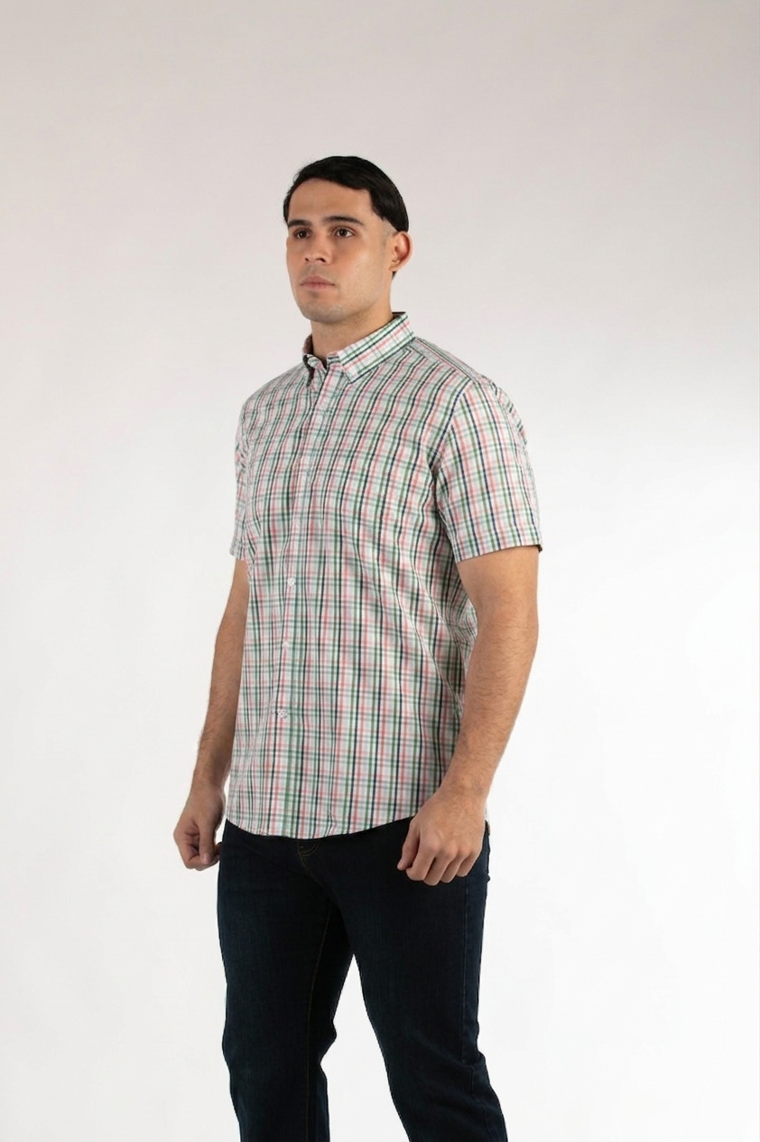Camisa Oscar De La Renta Mangas Cortas Cuadros para Caballeros