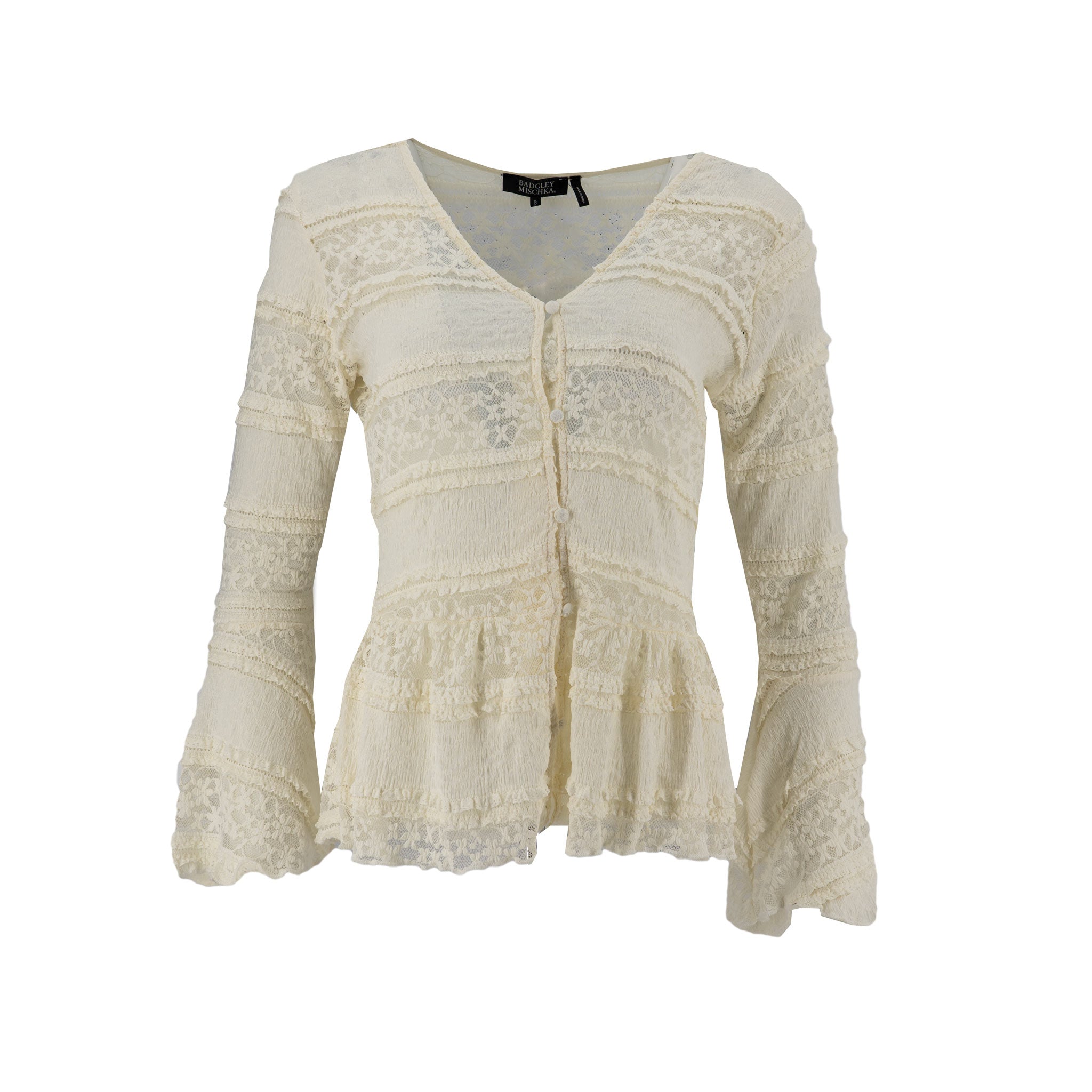 Blusa Badgley Mischka Mangas Largas Encaje para Damas