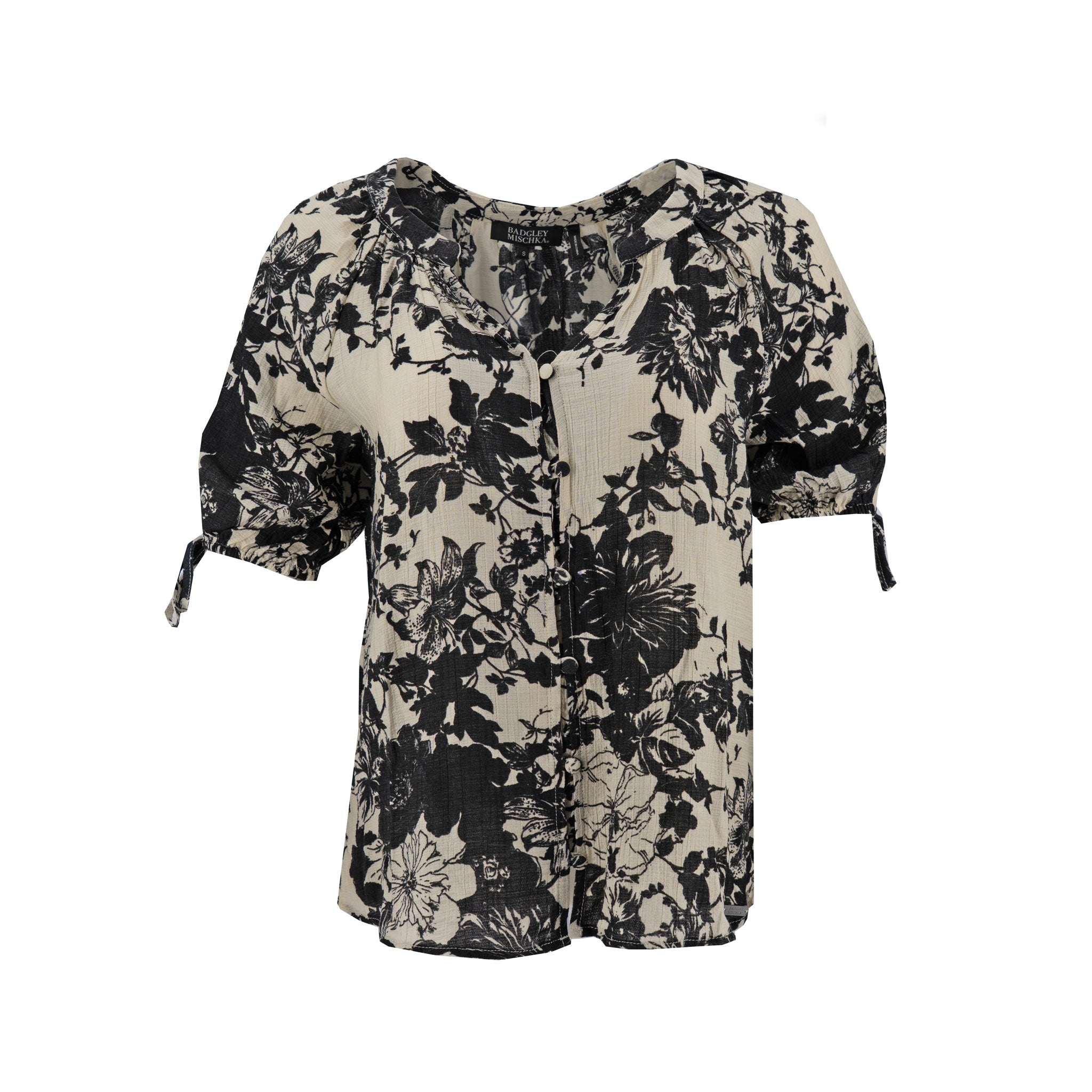 Blusa Badgley Mischka Mangas Cortas Floral para Damas