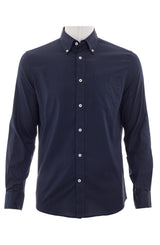 Camisa Carven Mangas Largas Lisa Azul Marino Oscuro para Caballeros