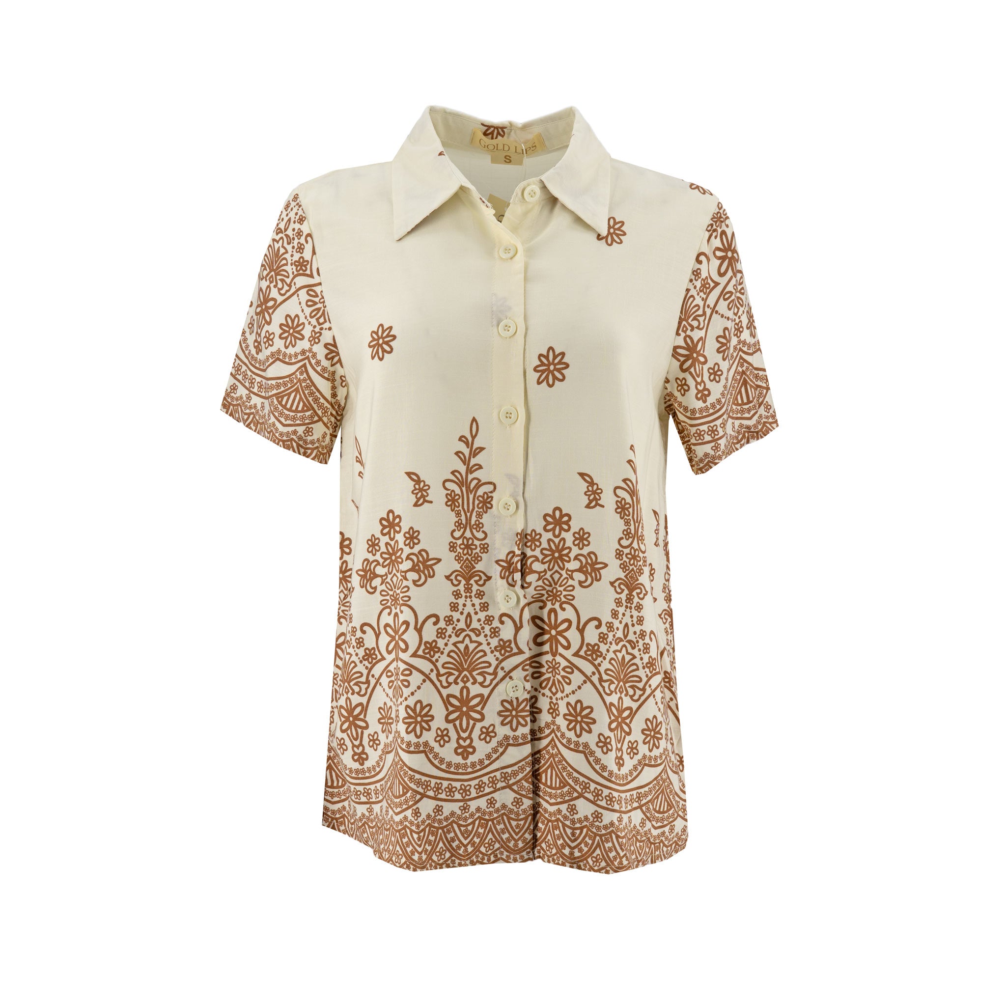 Blusa Gold Lips Mangas Cortas Floral para Damas