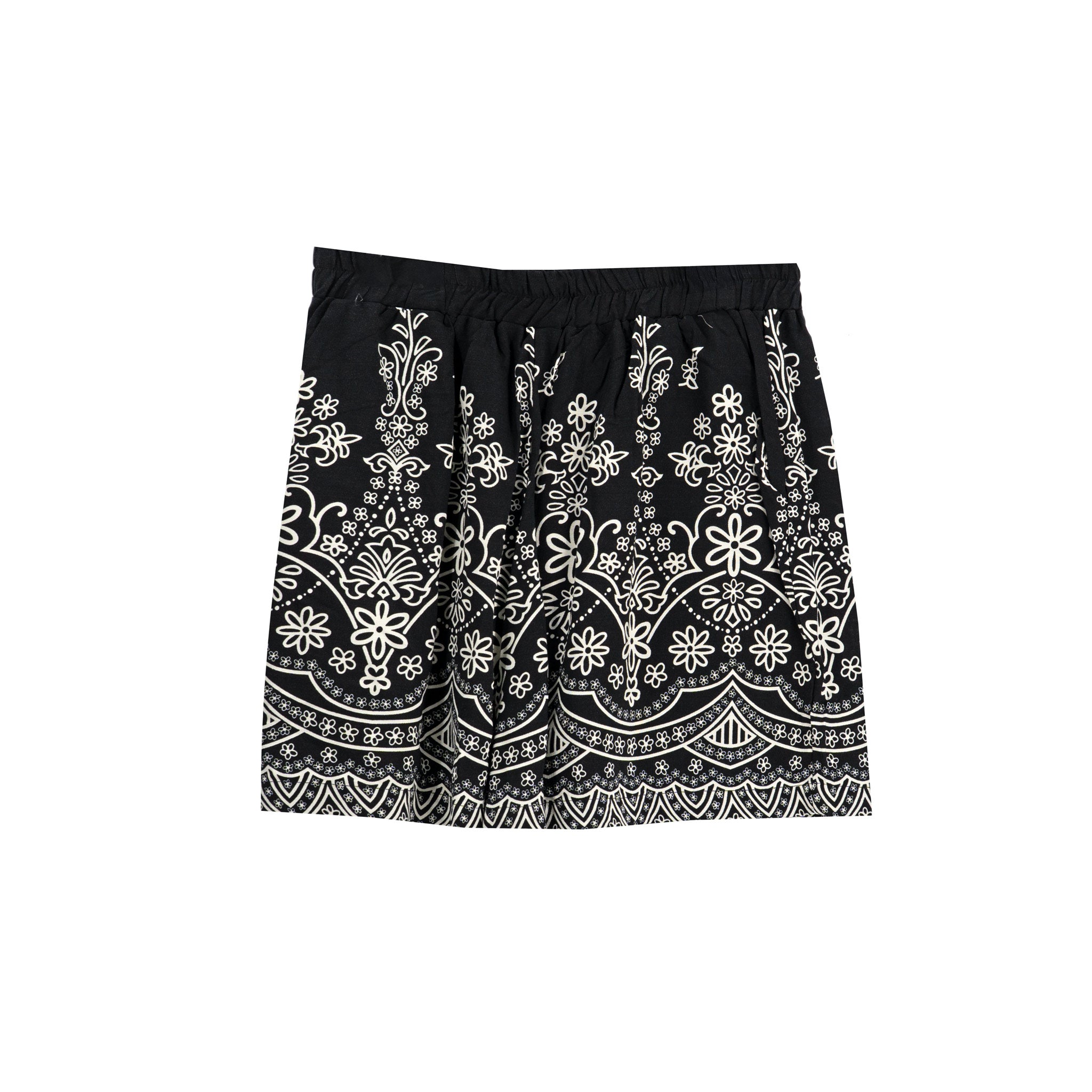 Pantalón corto Gold Lips con estampado floral para damas, color negro
