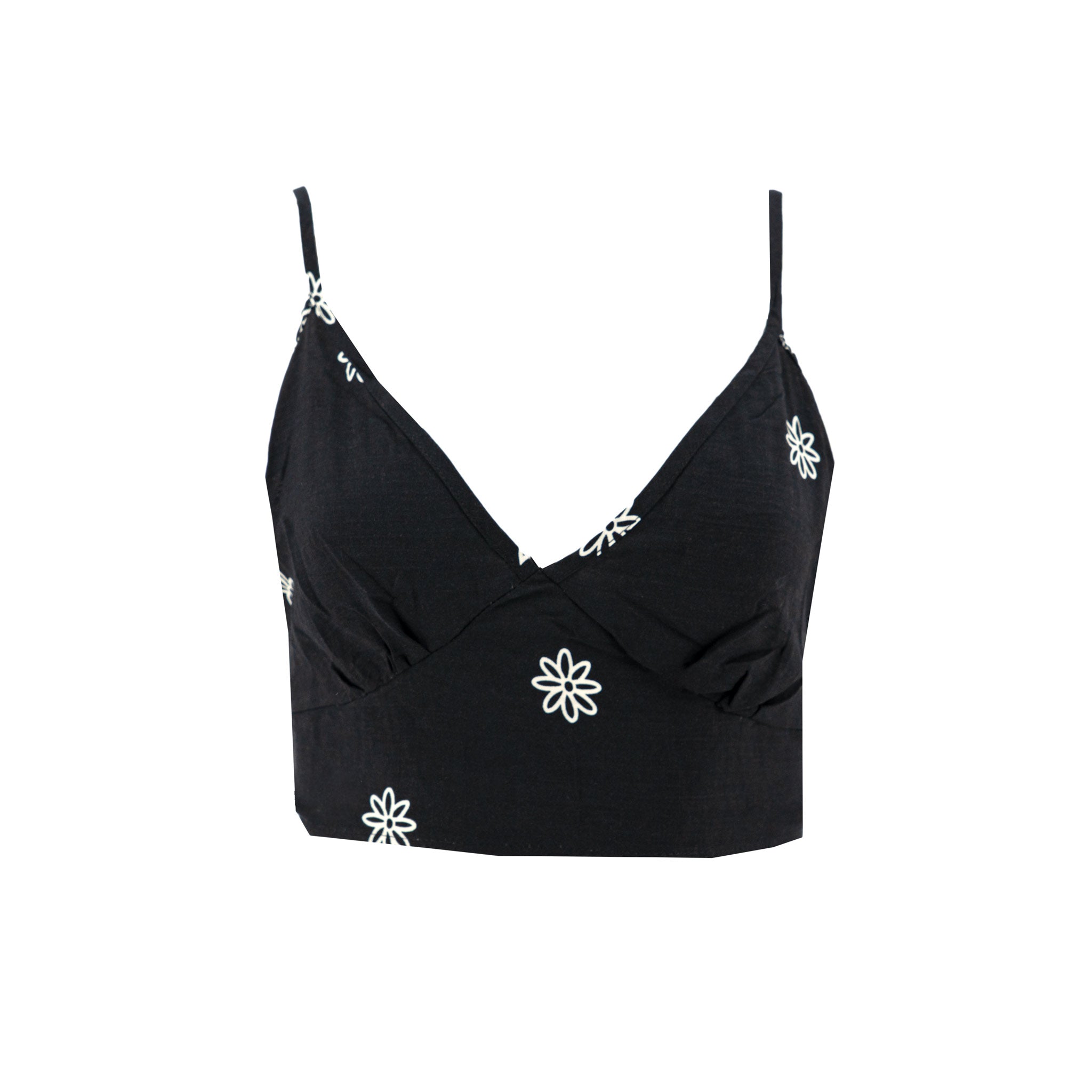 Blusa Gold Lips sin mangas con estampado floral para damas, color negro
