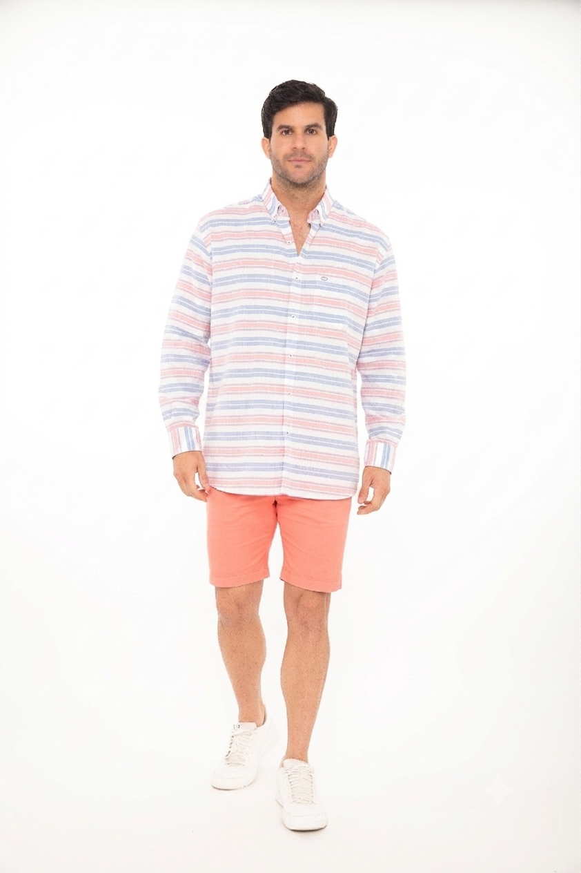 Camisa Oscar de La Renta Mangas Largas Rayas para Caballeros