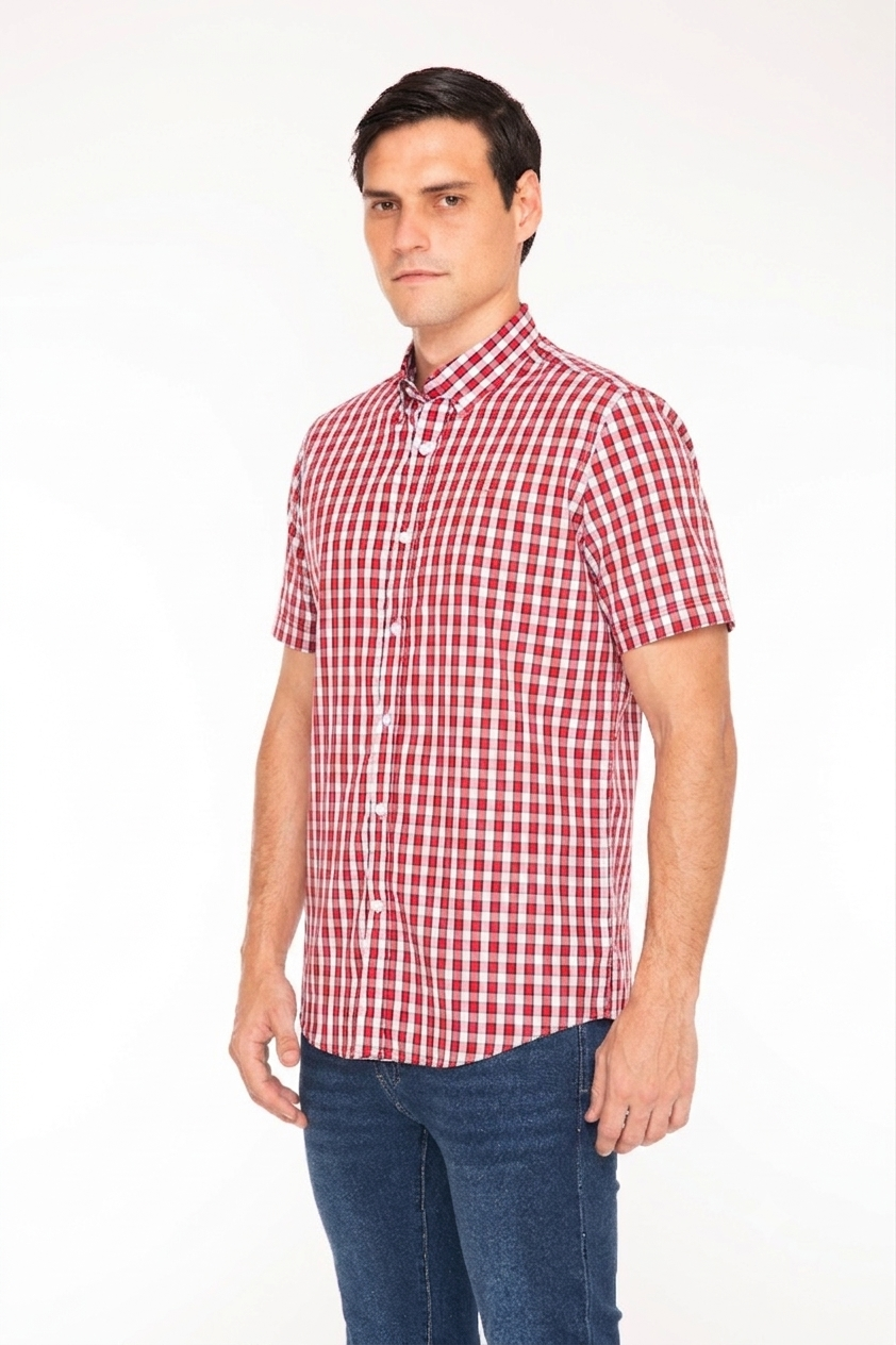 Camisa Oscar De La Renta Mangas Cortas Cuadros Para Caballeros