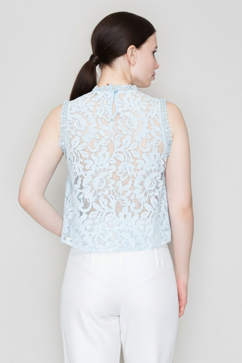 Blusa Haute Monde Mangas Cortas Estampado Encaje para Damas