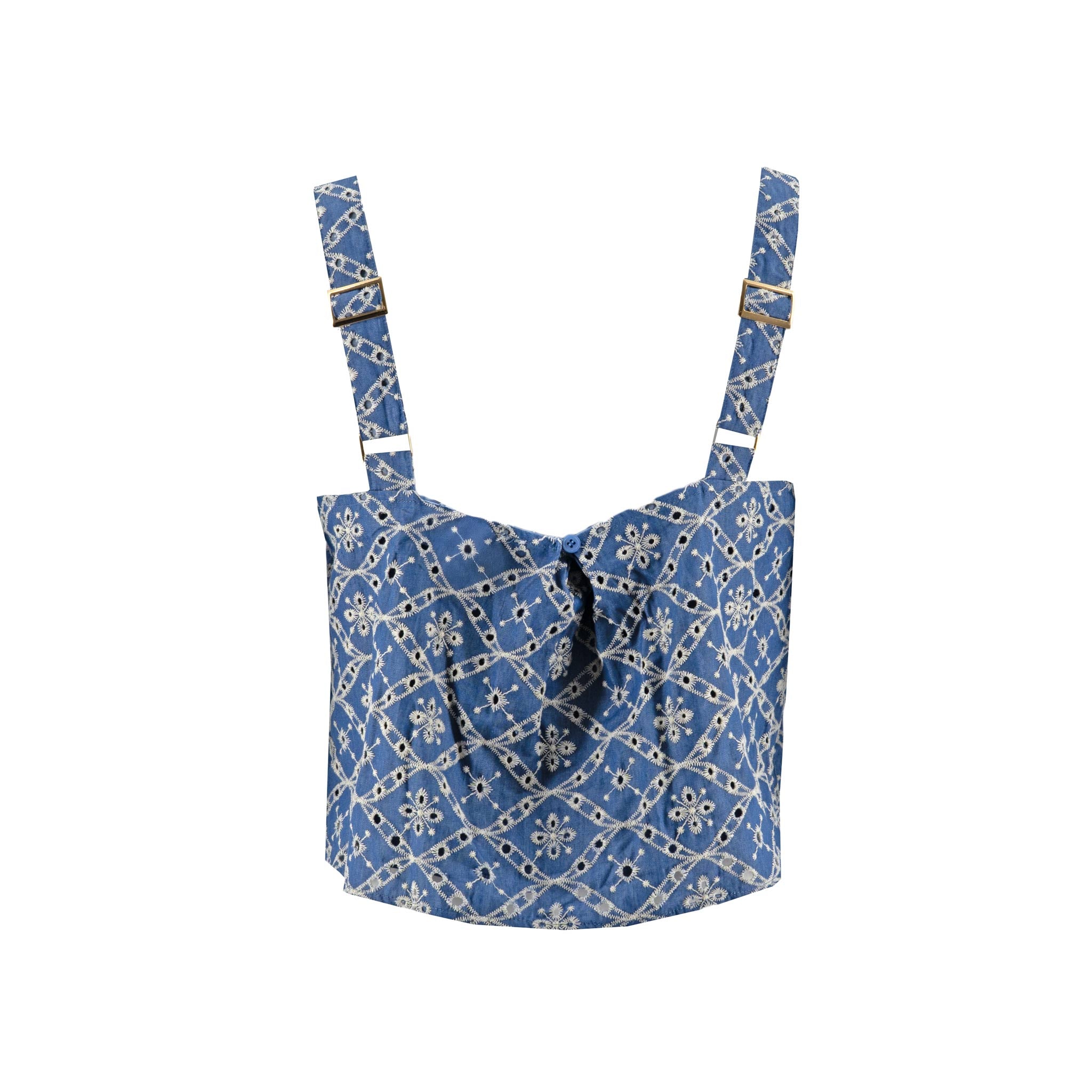 Blusa Hersy sin Mangas Estampado Eyelet para Damas