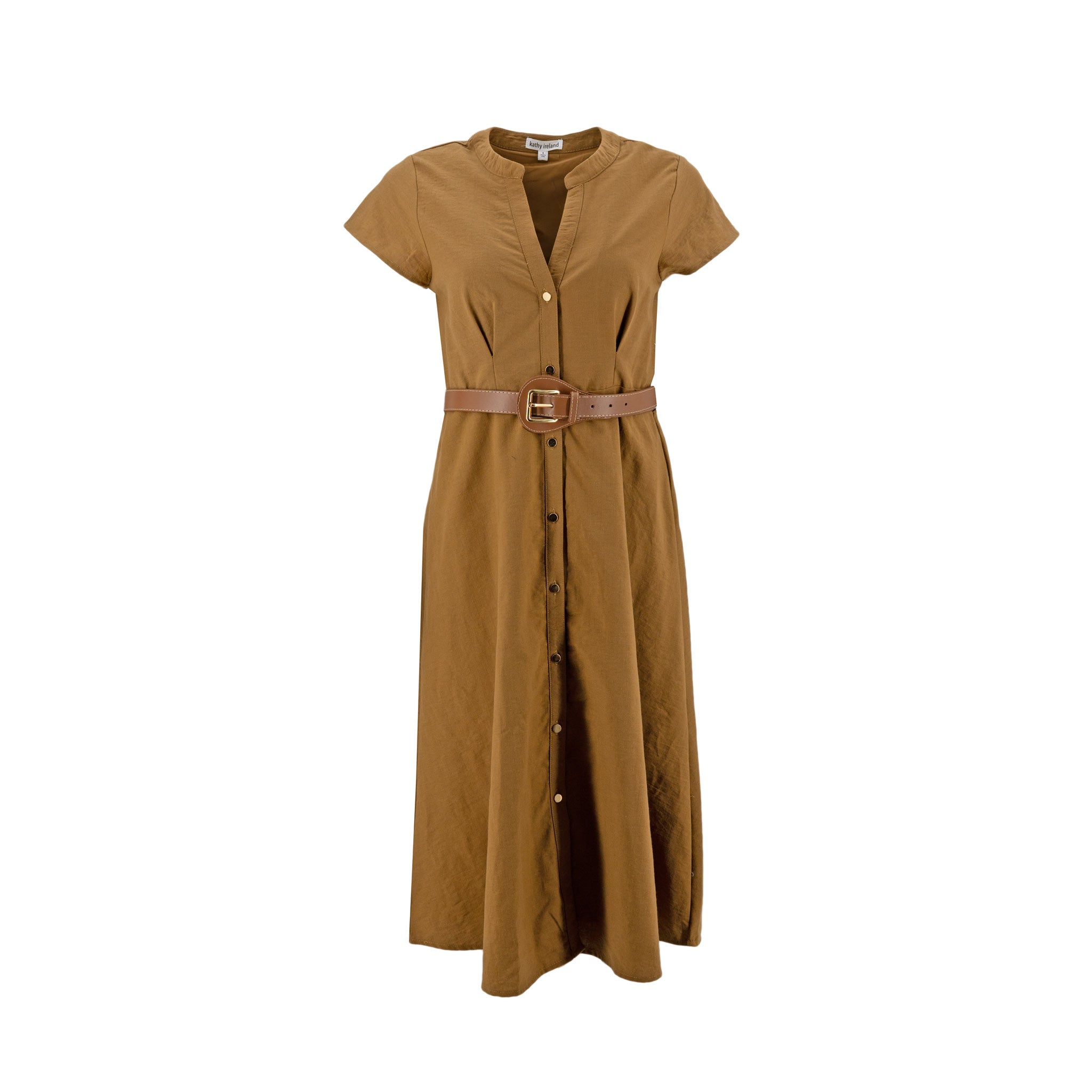 Vestido Kathy Ireland Mangas Cortas Liso para Damas