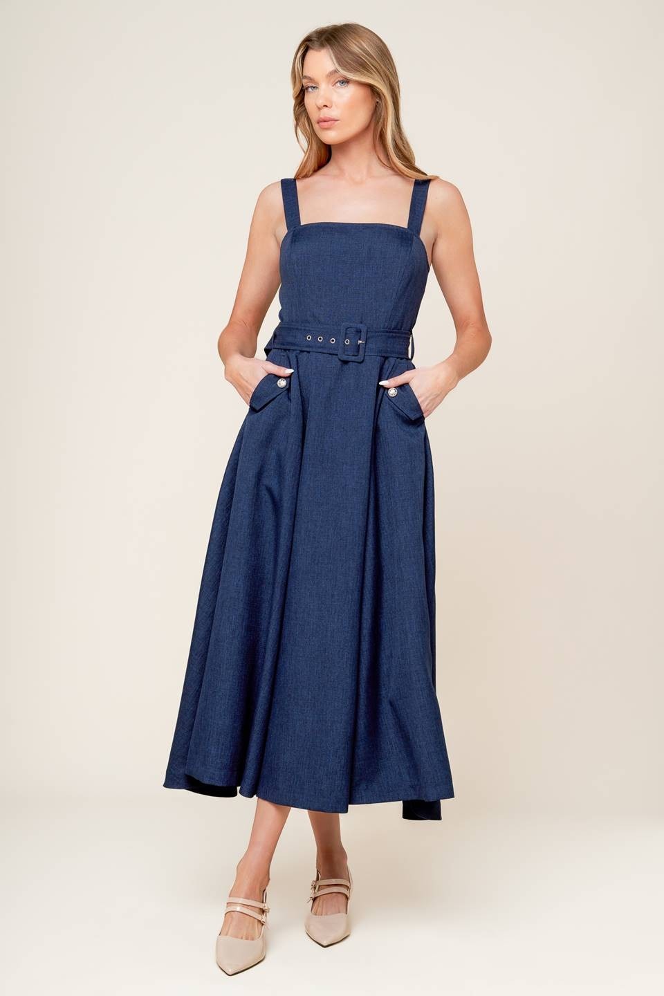 Vestido Flying Tomato sin Mangas Liso para Damas – NAVY