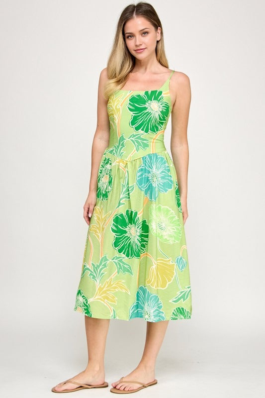 Vestido Millibon sin Mangas Estampado para Damas