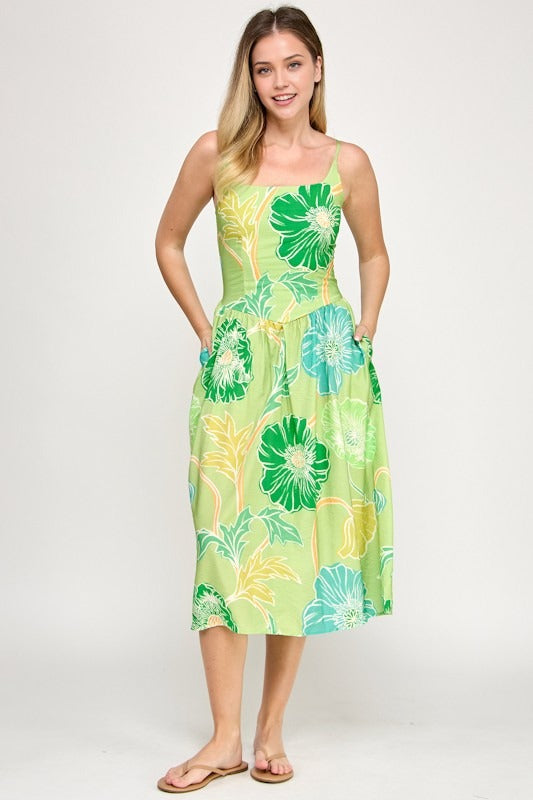 Vestido Millibon sin Mangas Estampado para Damas