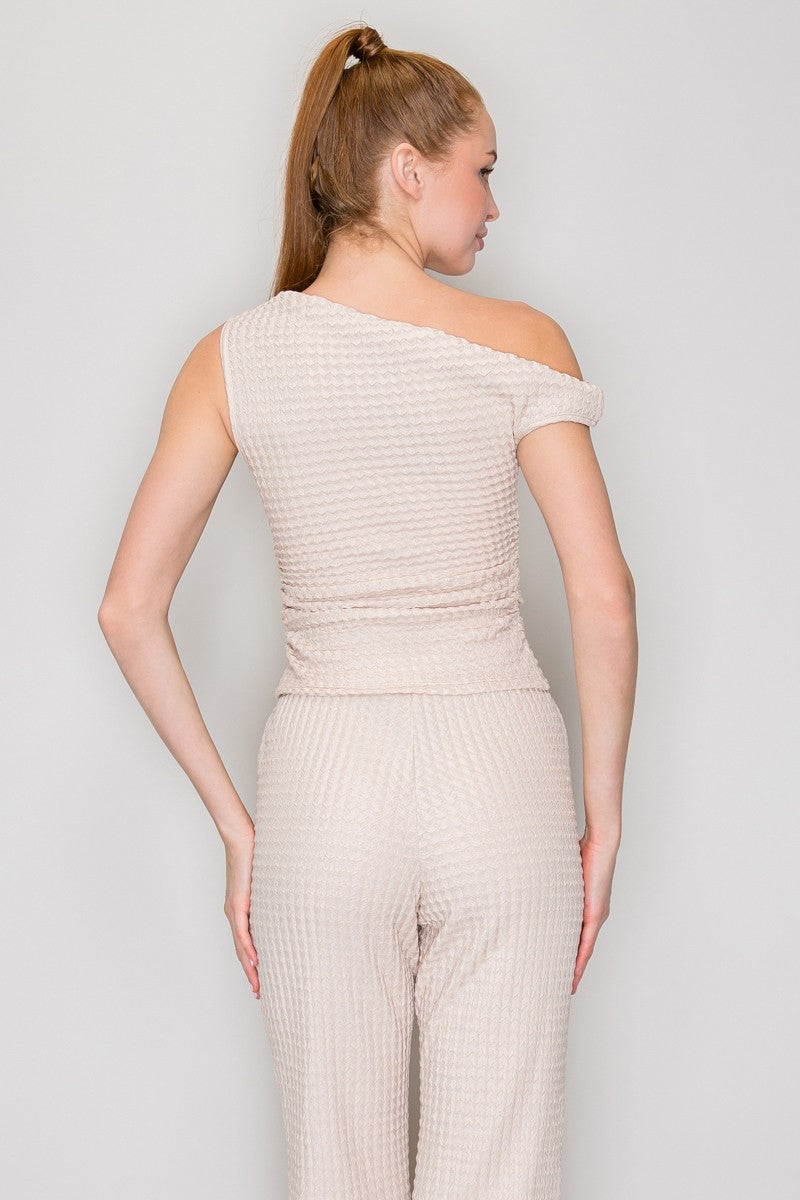 Blusa Iris Mangas Cortas Corrugada para Damas