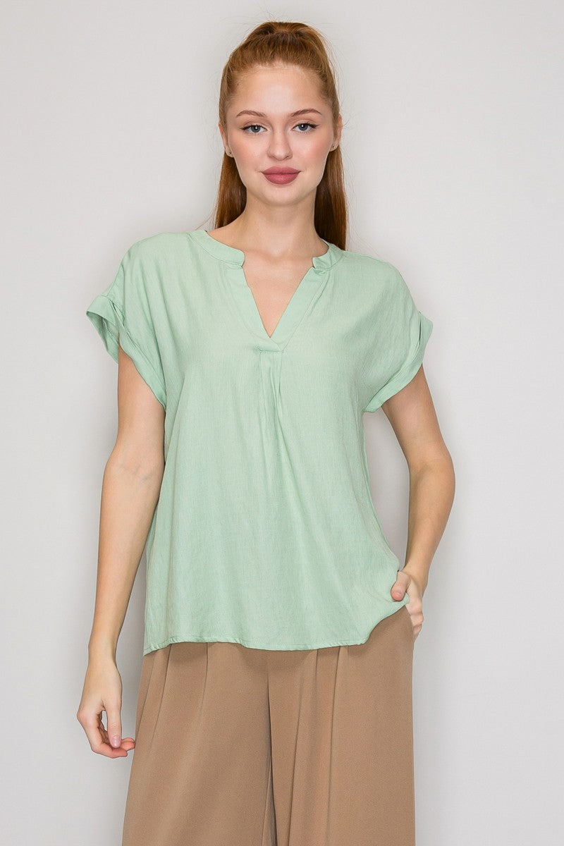 Blusa Iris Mangas Cortas Liso para Damas