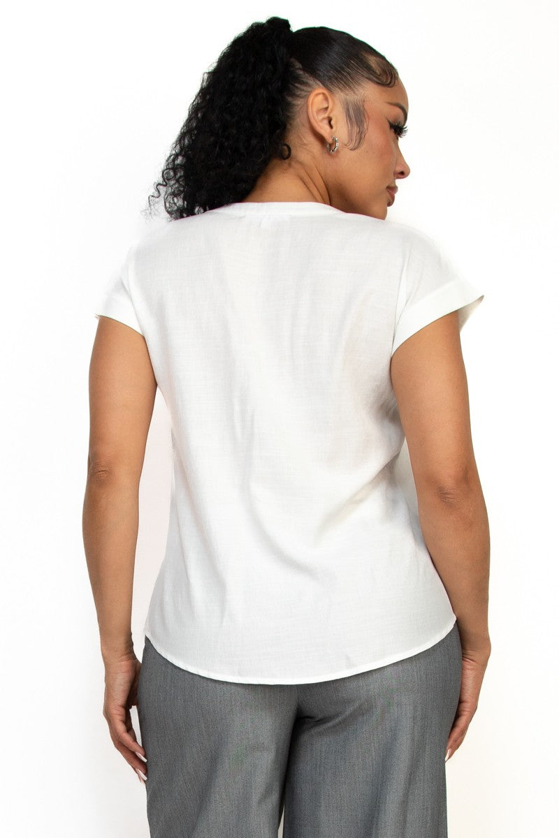 Blusa Iris Mangas Cortas Liso para Damas