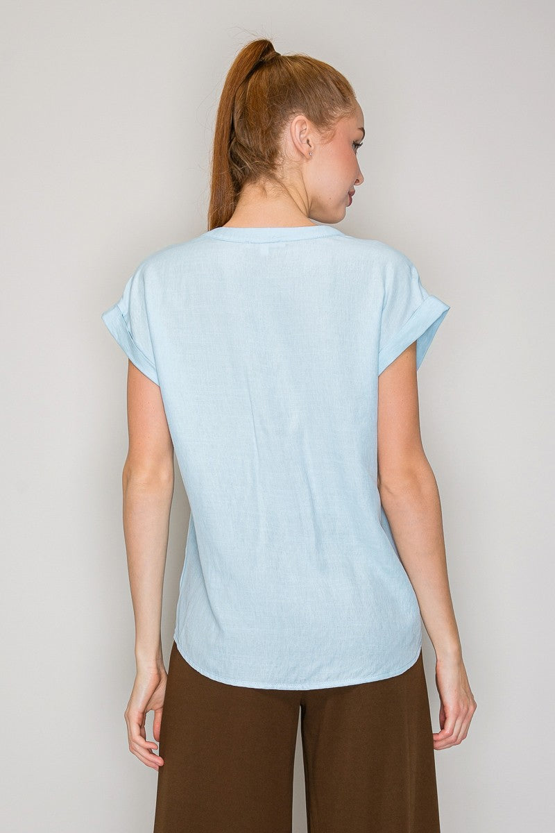 Blusa Iris Mangas Cortas Liso para Damas