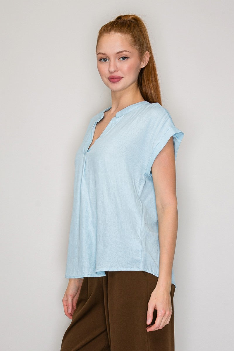 Blusa Iris Mangas Cortas Liso para Damas