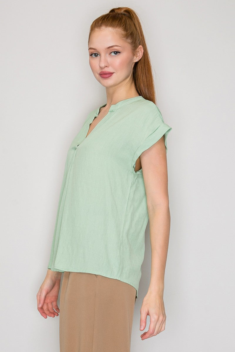 Blusa Iris Mangas Cortas Liso para Damas