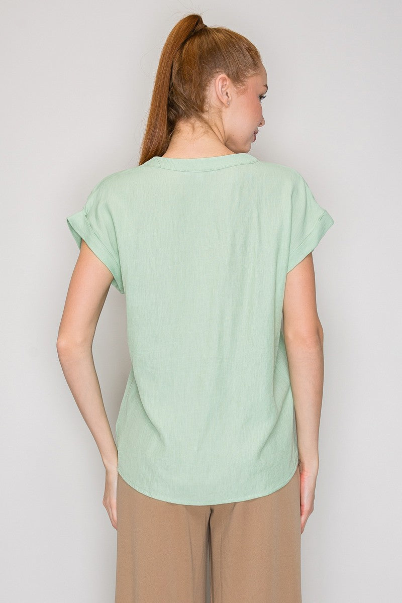 Blusa Iris Mangas Cortas Liso para Damas