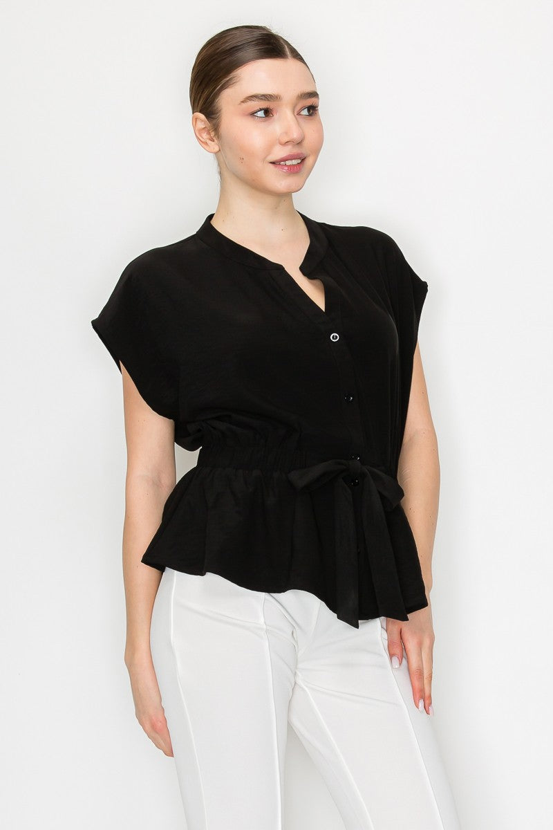 Blusa Iris Mangas Cortas Liso para Damas