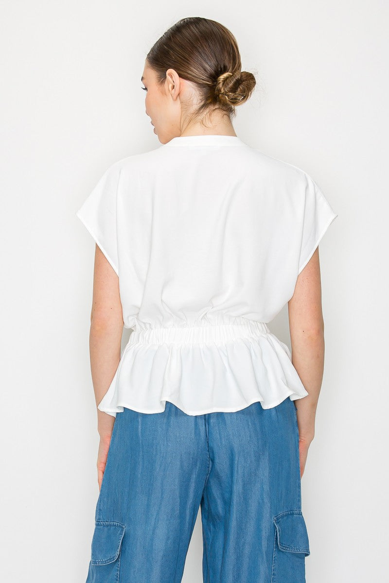 Blusa Iris Mangas Cortas Liso para Damas
