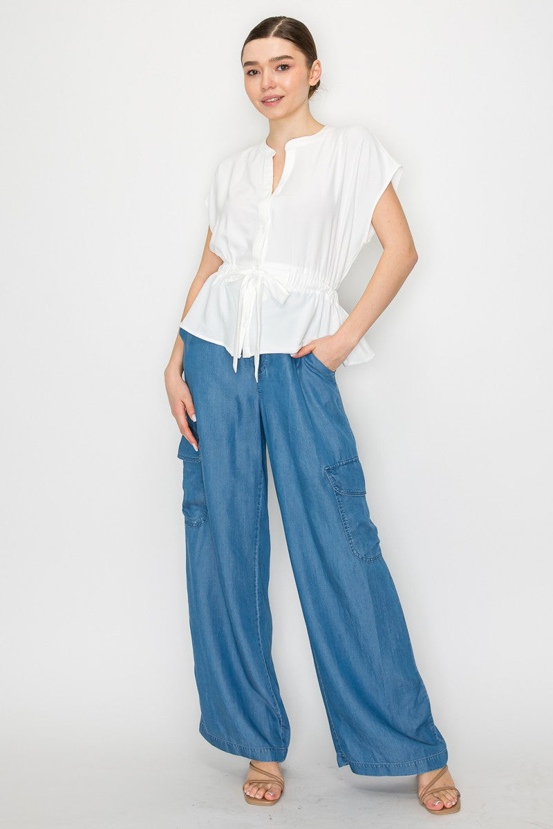 Blusa Iris Mangas Cortas Liso para Damas