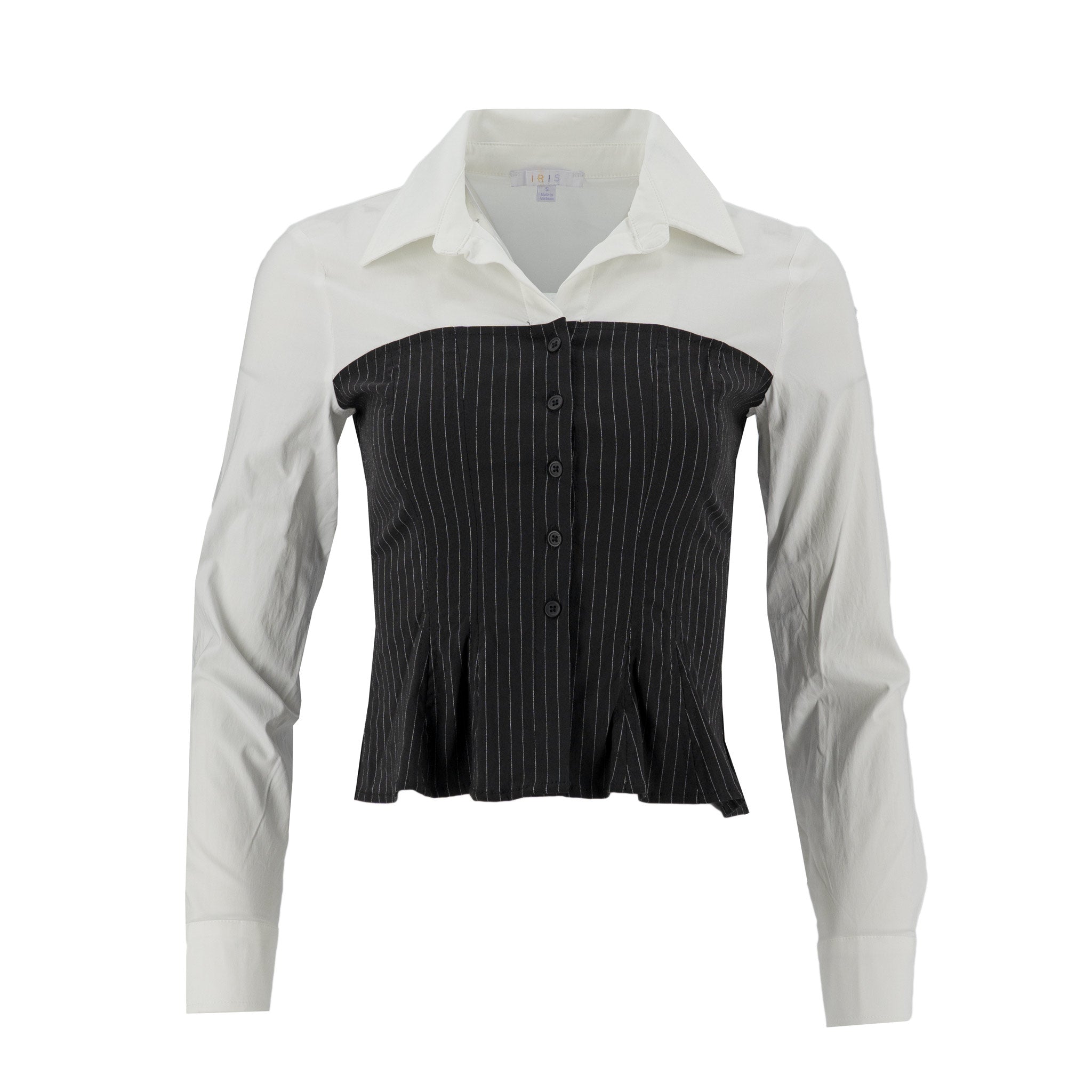 Blusa Iris Mangas Largas Rayas Combinada para Damas – BLACK/WHITE