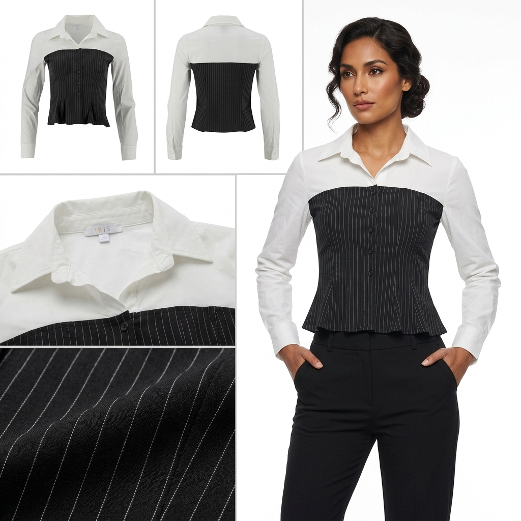 Blusa Iris Mangas Largas Rayas Combinada para Damas – vista 2