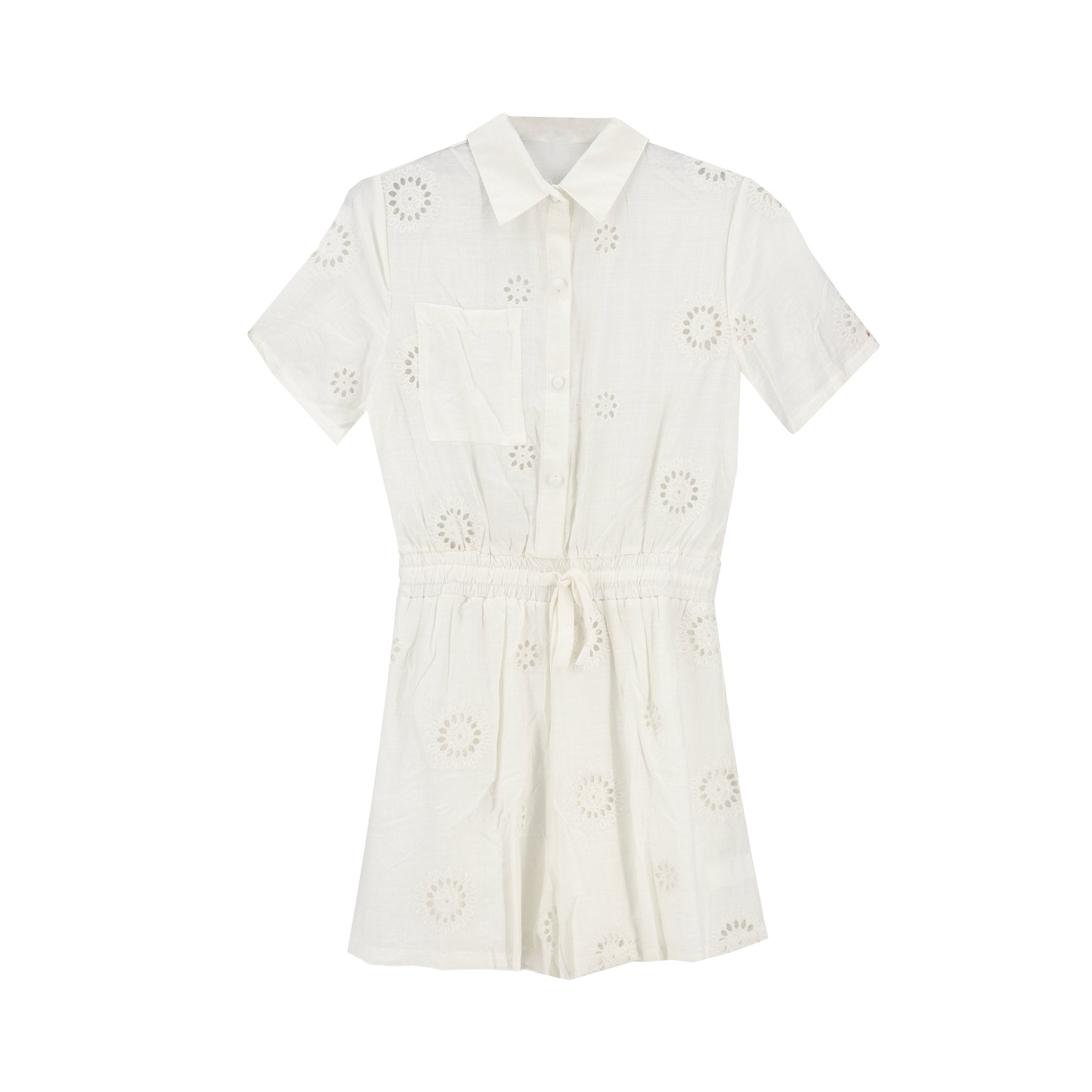 Enterizo Sofia S Mangas Cortas Bordado para Damas – OFF/WHITE