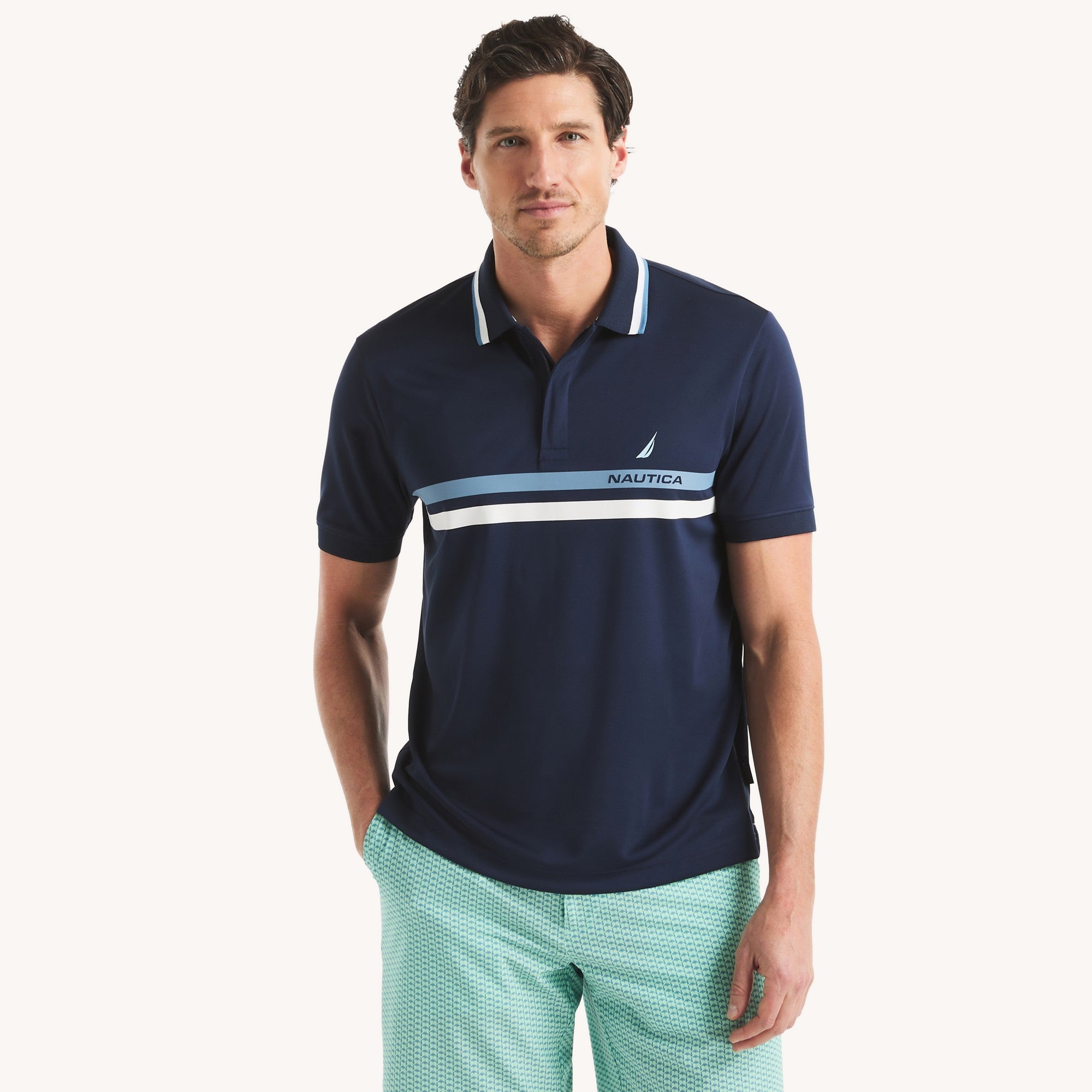 Poloshirt Nautica Mangas Cortas Rayas Para Caballeros