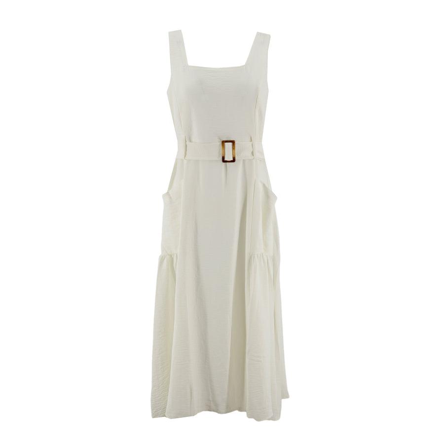 Vestido Nina Leonard sin Mangas Corrugado para Damas – IVORY