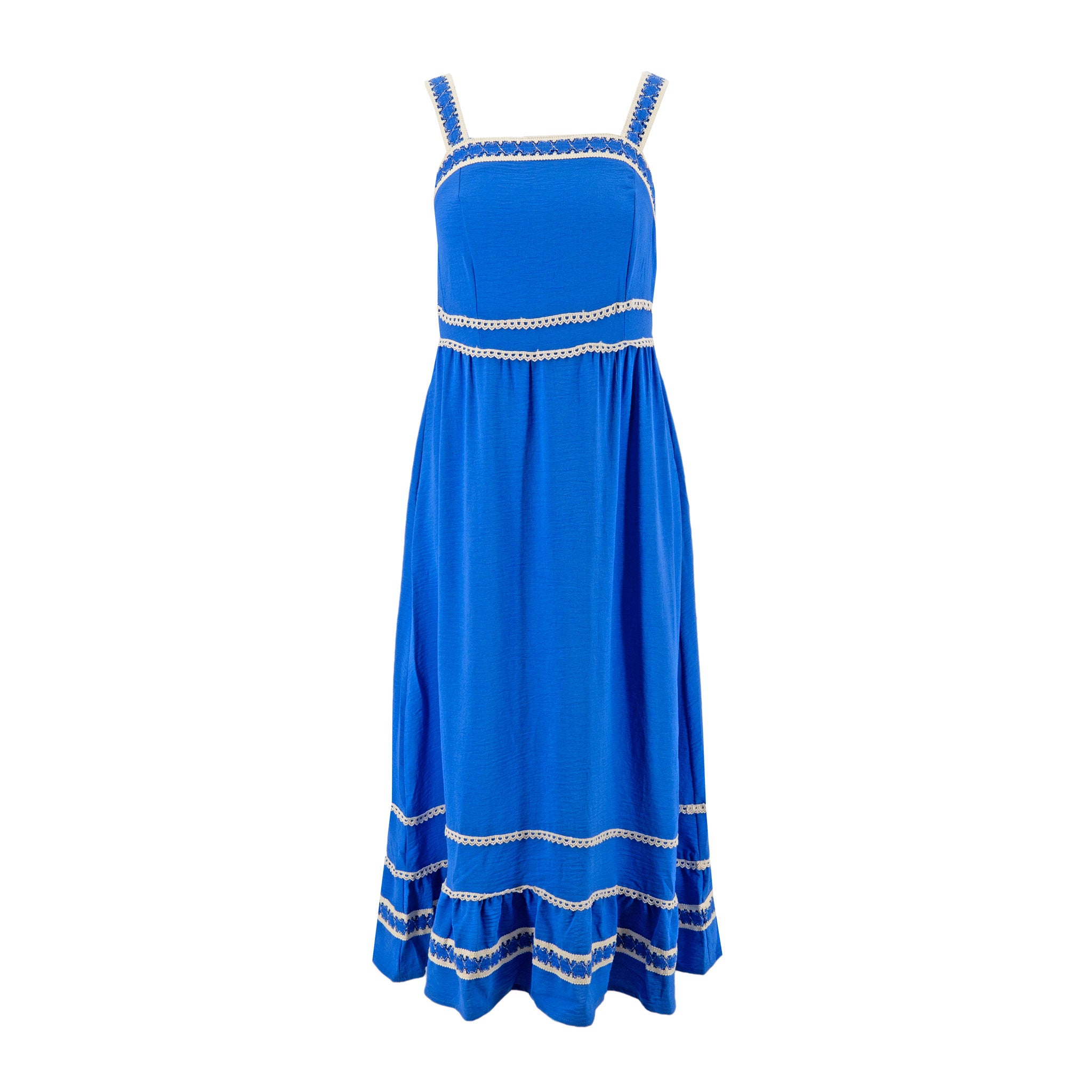 Vestido Nina Leonard Tiros Corrugado para Damas – BLUE
