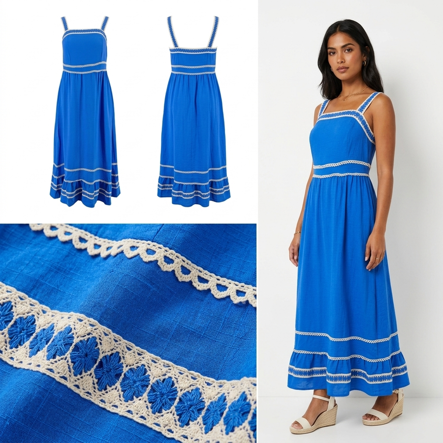 Vestido Nina Leonard Tiros Corrugado para Damas – vista 2