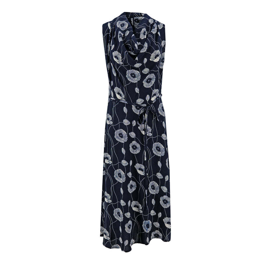 Vestido Nina Leonard sin Mangas Floral para Damas – NAVY/IVORY