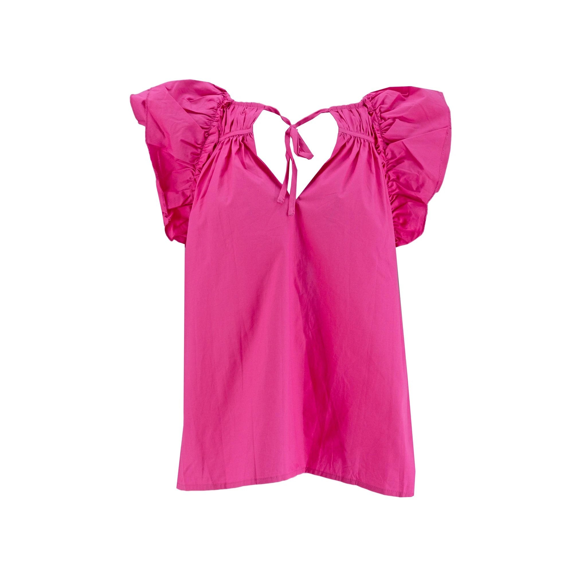 Blusa Happy Promise Mangas Cortas Lisa Ruche Vuelos Para Damas by Happy