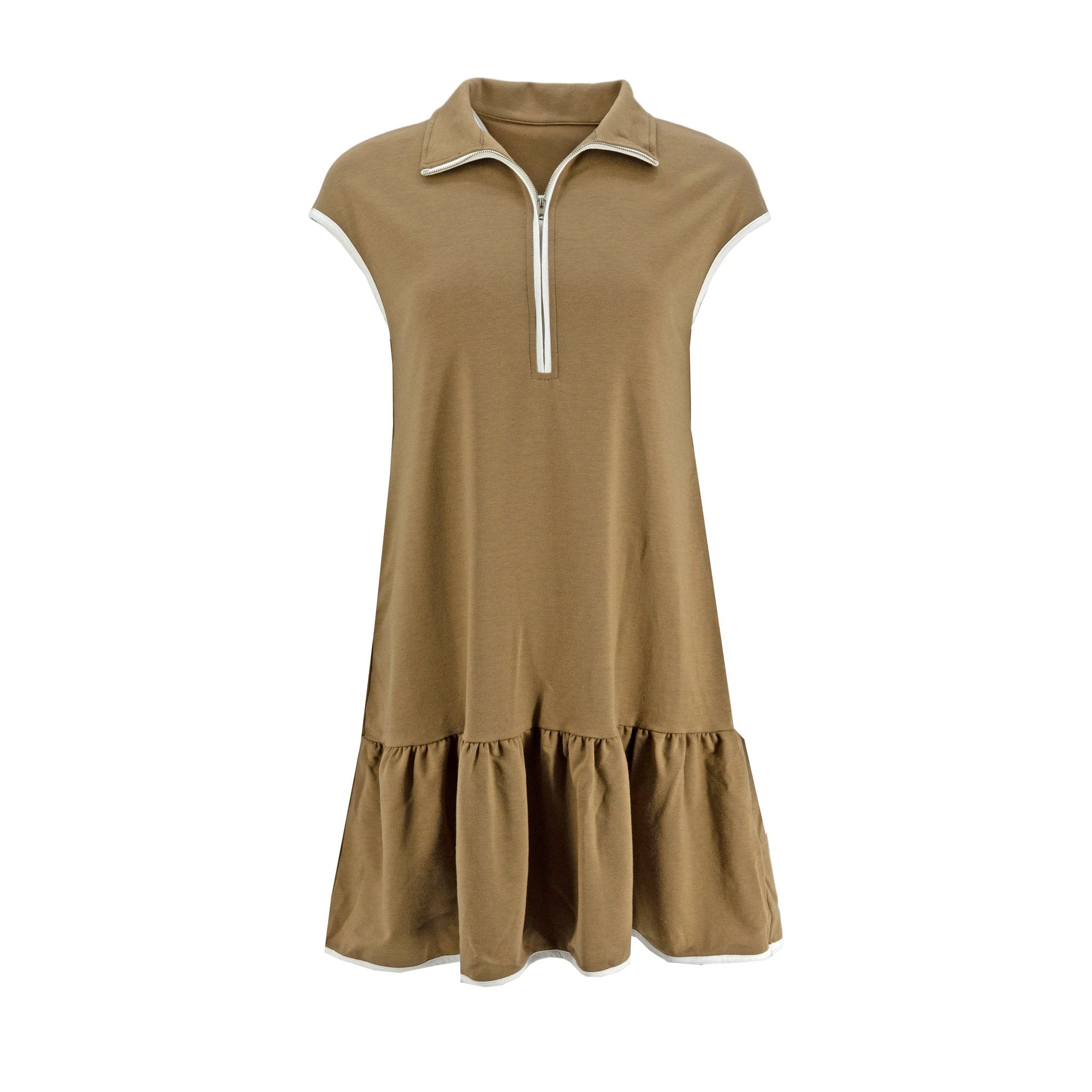 Vestido Happy Promise Mangas Cortas Liso Zipper Para Damas by Happy