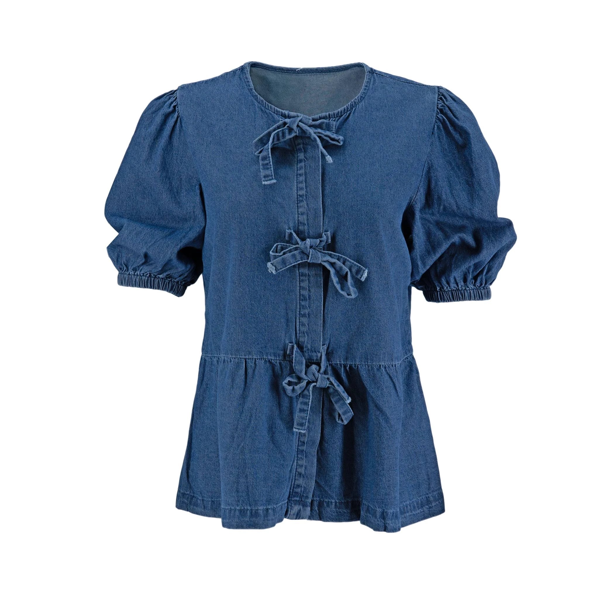 Blusa Happy Promise Mangas Cortas Jeans Para Damas by Happy