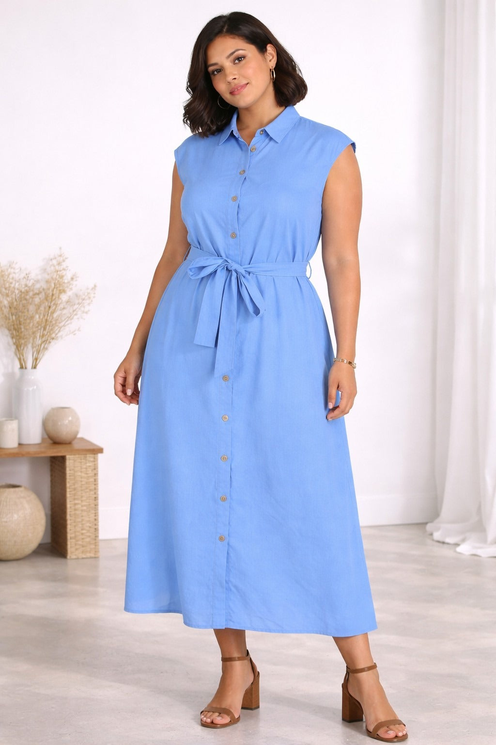 Vestido Available Liso sin Mangas para Damas – BLUE