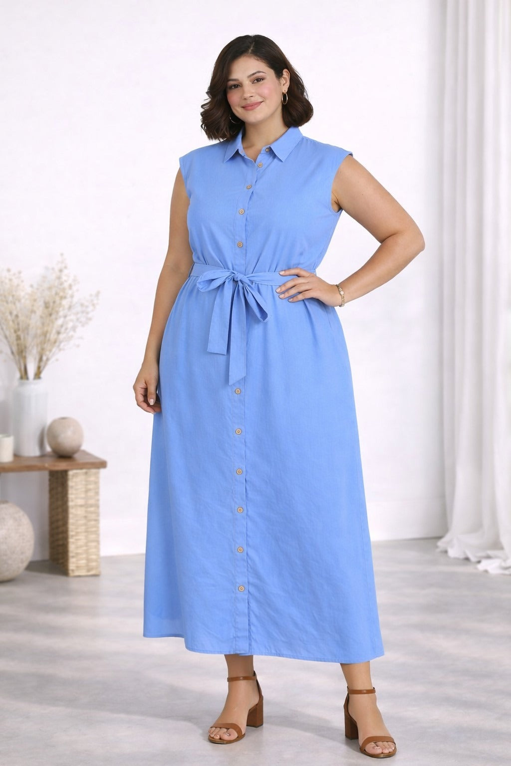 Vestido Available Liso sin Mangas para Damas – vista 3