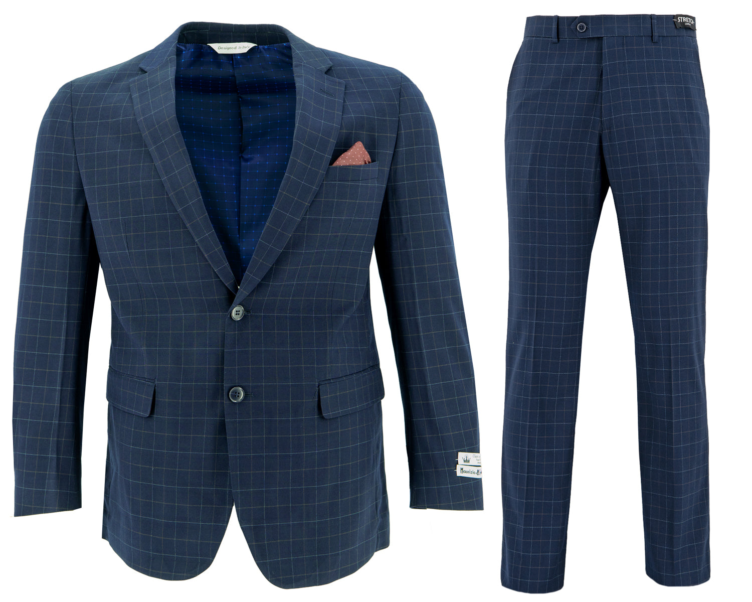 Traje Maurizio Celletti 2 Botones Cuadros P/ Caballeros