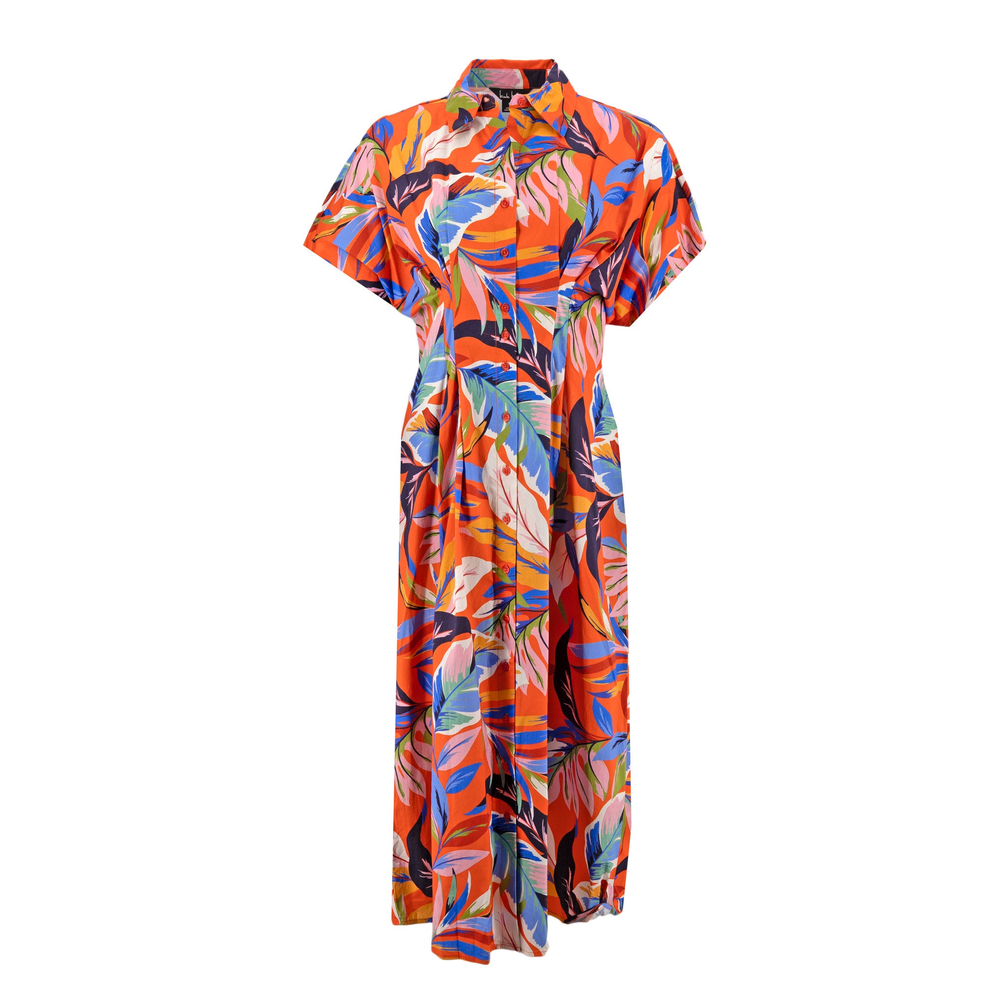 Vestido Nicole Miller Mangas Cortas Floral para Damas – ORANGE/MULTI