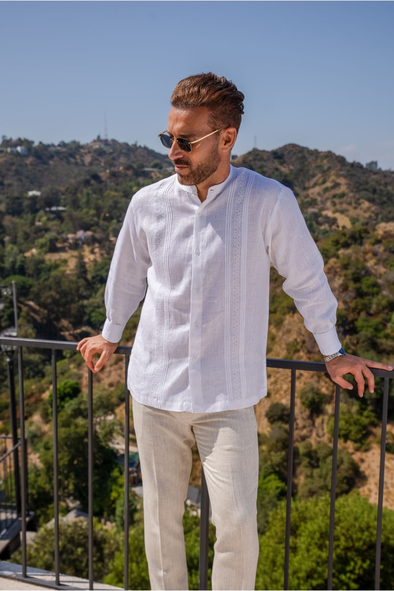 Camisa Mojito Collection Mangas Largas Lisa Cuello Chino Bordados Para Caballeros by Mojito