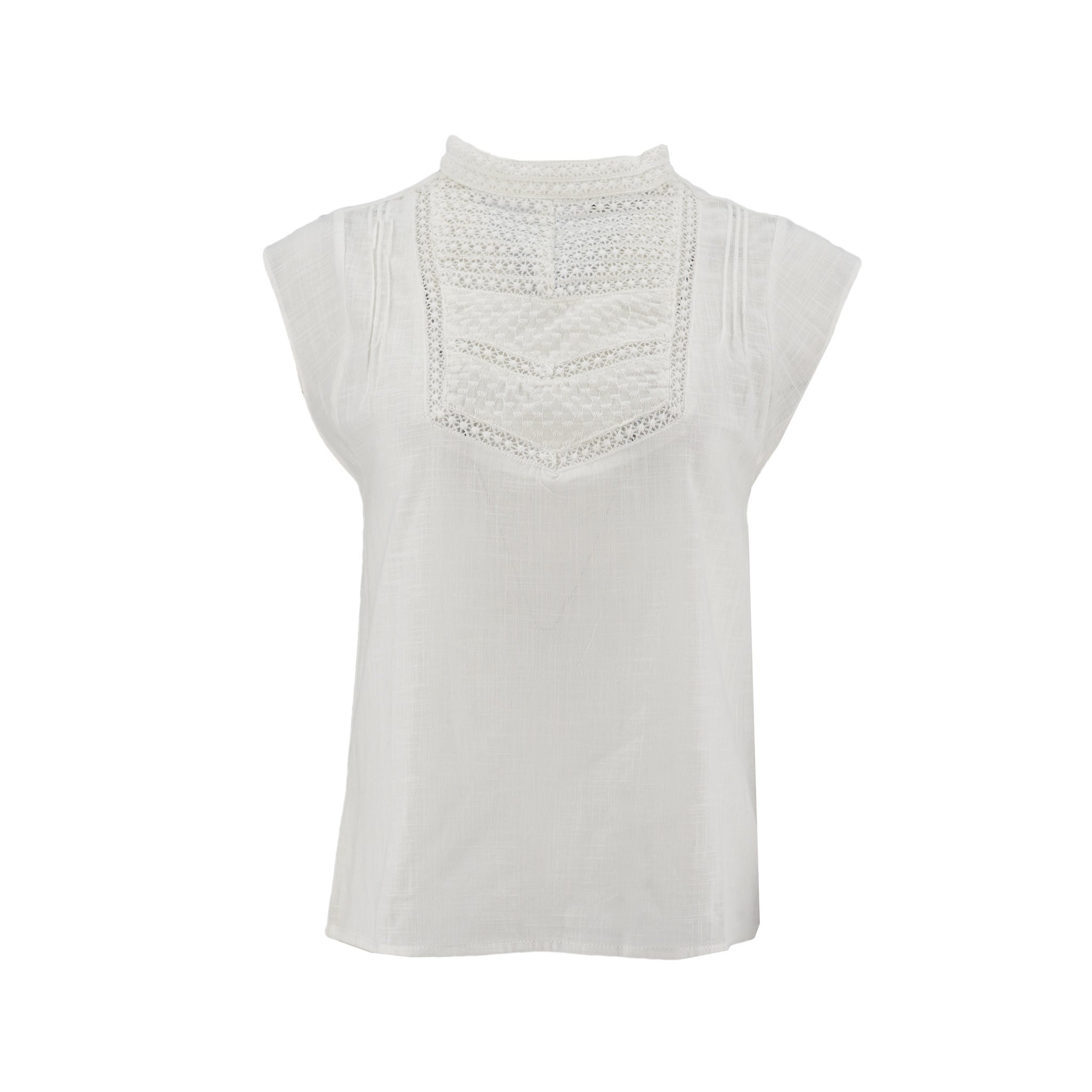 Blusa Essencia Mangas Cortas Lisa Encaje para Damas
