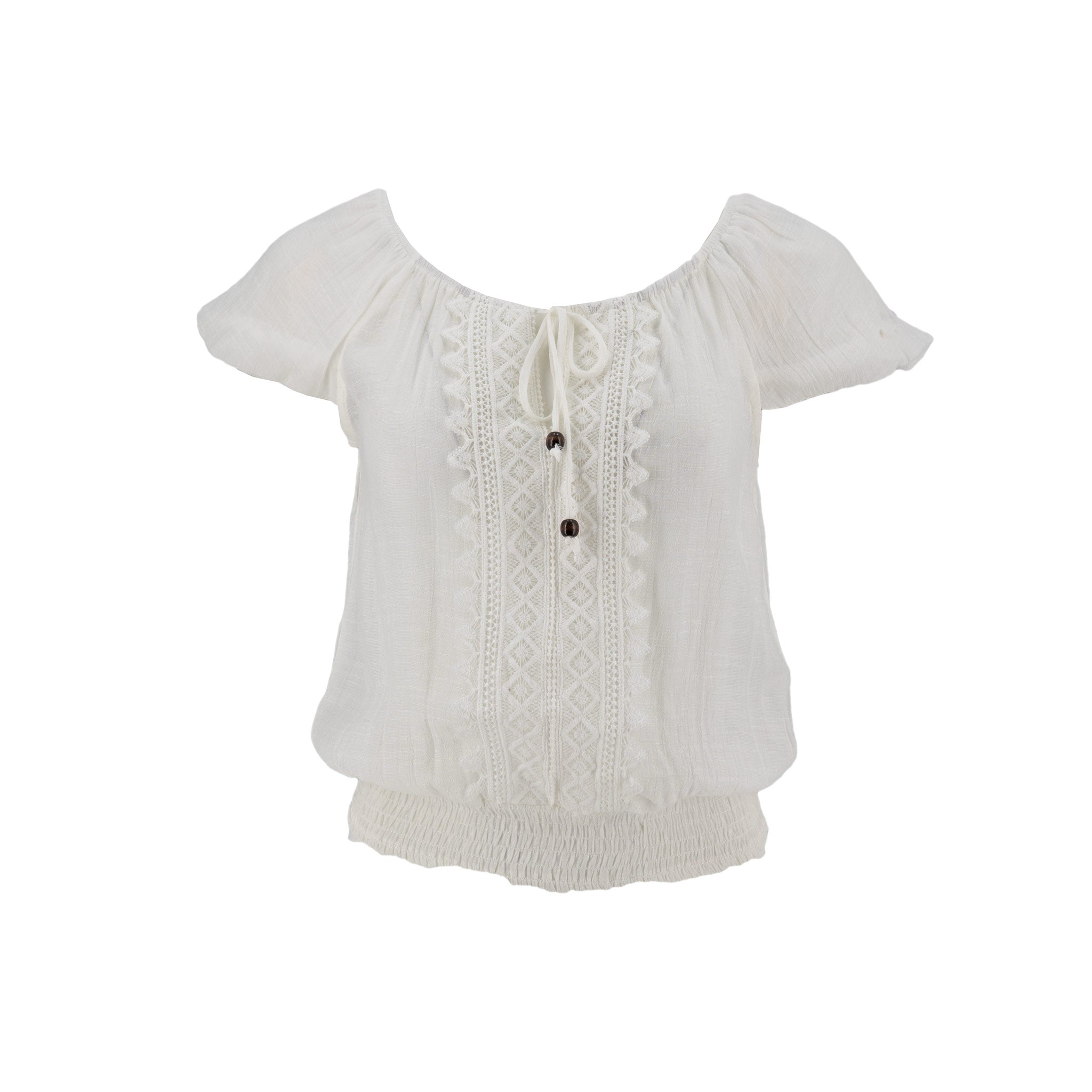 Blusa Essencia Mangas Cortas Liso Encaje para Damas