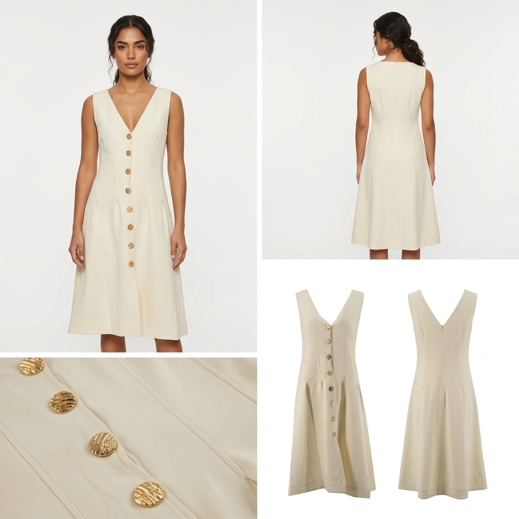 Vestido Essencia sin Mangas Liso para Damas – vista 2