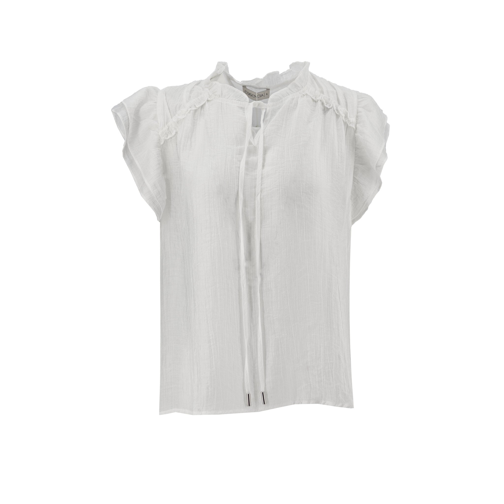 Blusa Essencia Mangas Cortas Corrugada para Damas – WHITE