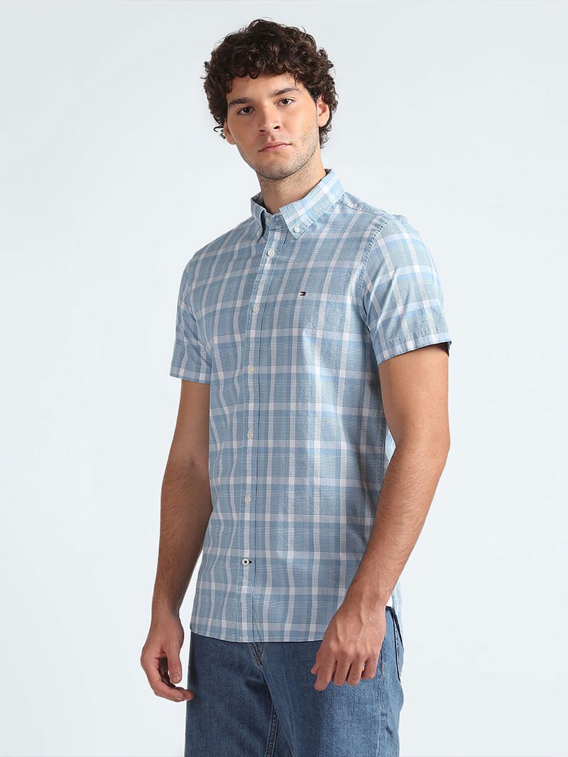 Camisa Tommy Hilfiger Mangas Cortas Cuadros Para Caballeros by Tommy Hilfiger