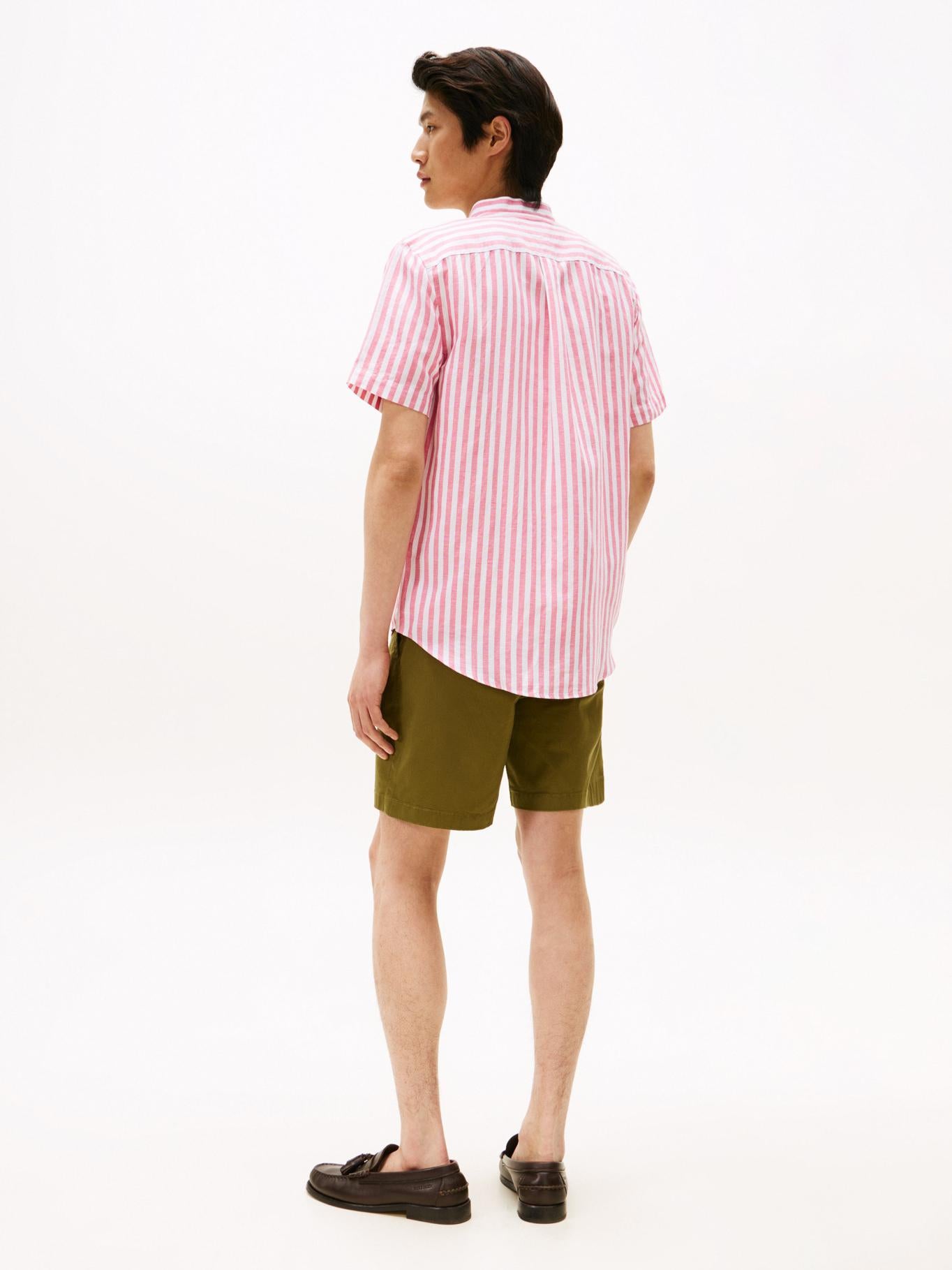 Camisa Tommy Hilfiger Mangas Cortas Rayas Cuello Chino Para Caballeros by Tommy Hilfiger